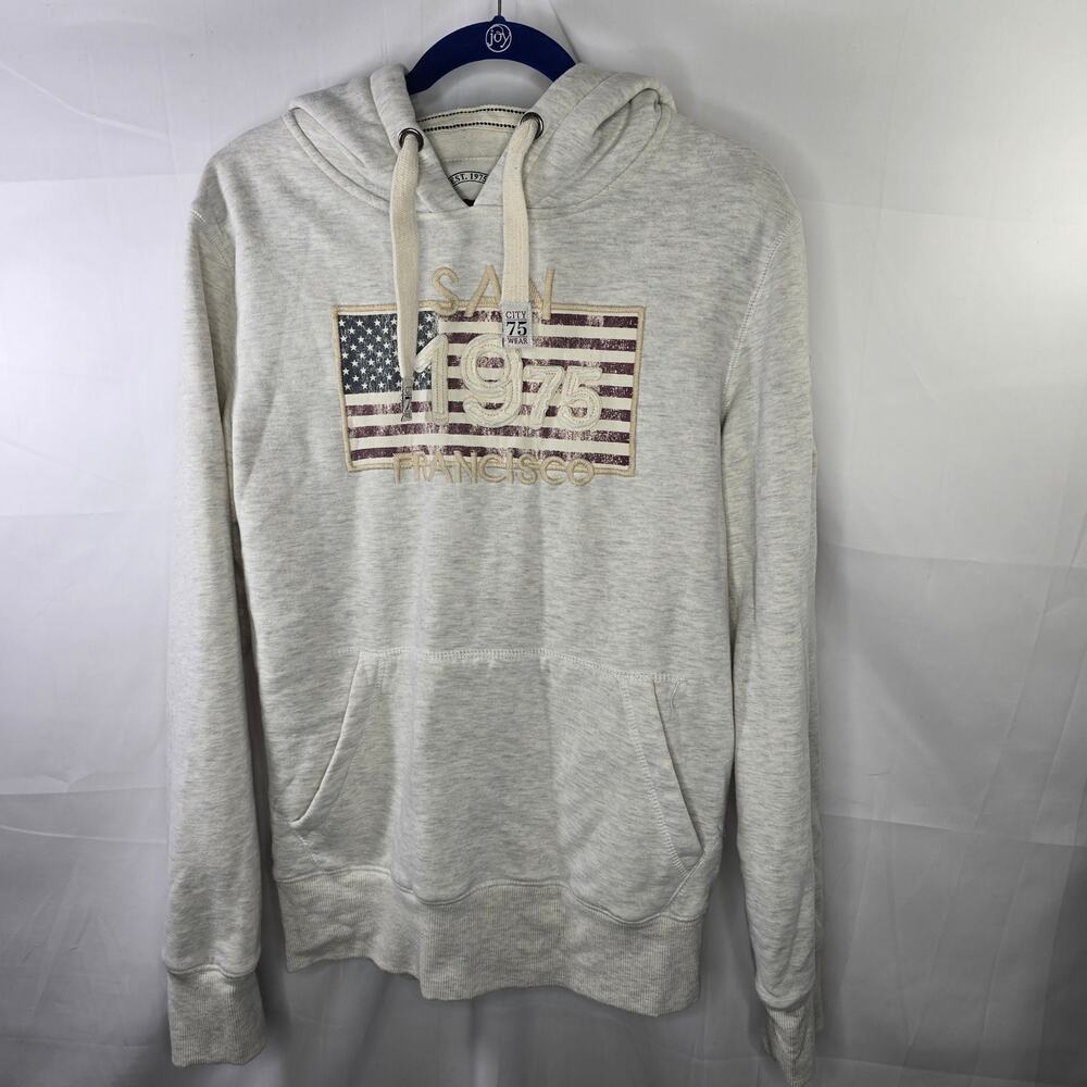 California City Wear USA Flag San Francisco Hooded Sweatshirt Size Large